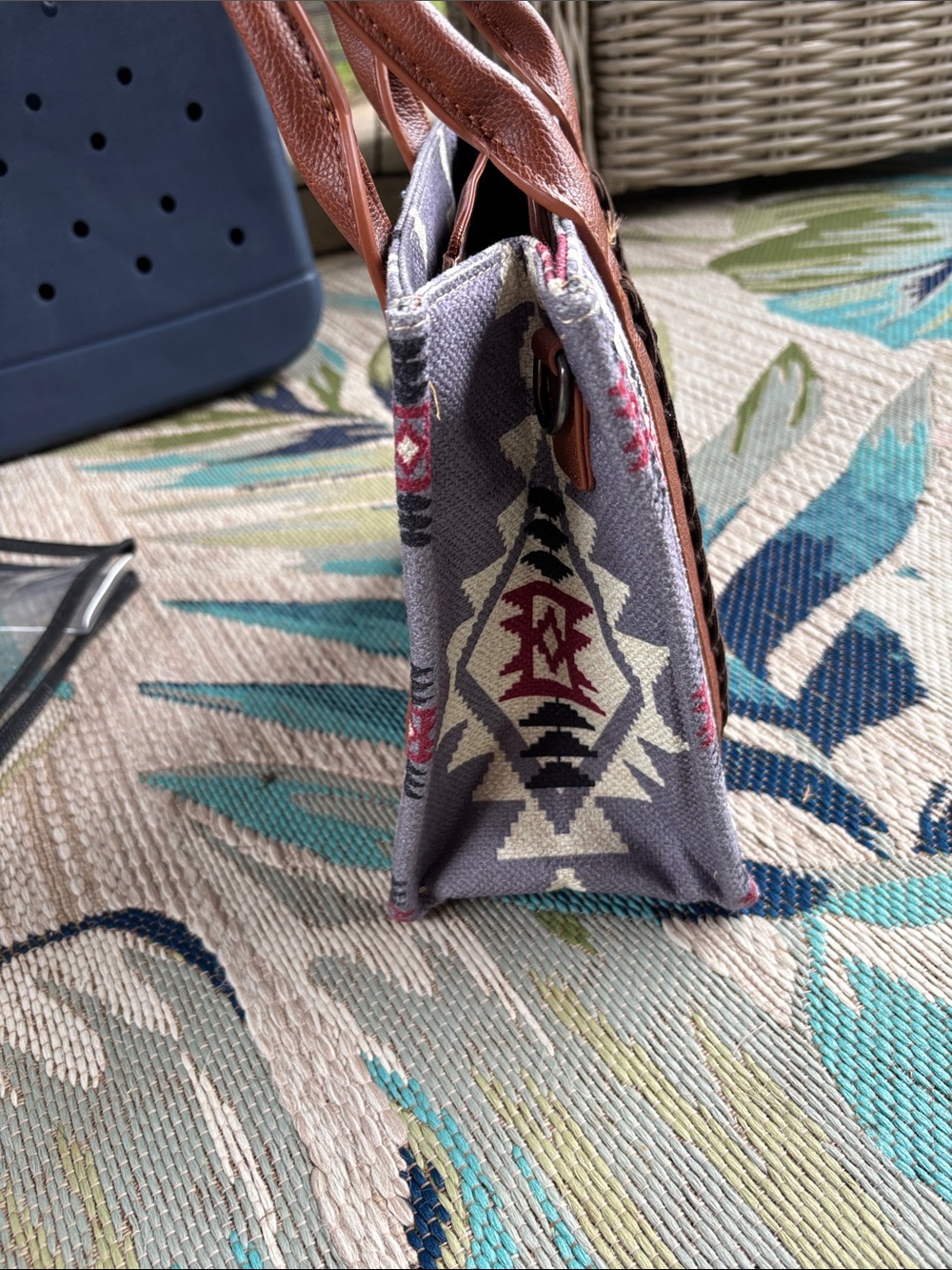 Wrangler Gray, Brown & Red Southwestern Tote - Picture 5 of 5